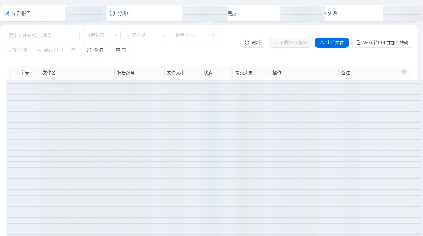 报告审核界面，真实平台脱敏截图